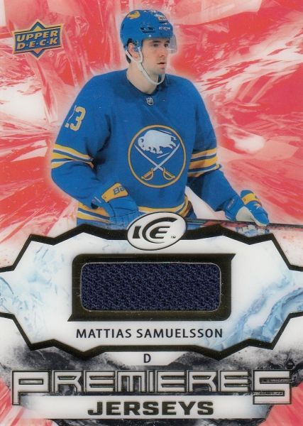 jersey RC karta MATTIAS SAMUELSSON 21-22 UD Ice Premieres Jersey číslo IPA-MS